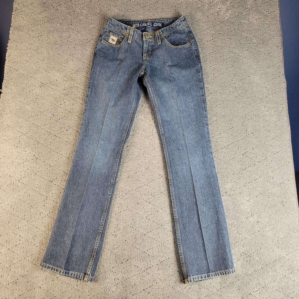 VTG Cruel Girl Jeans Womens‎ 3 Blue Straight Leg Low Rise Medium Wash Denim
